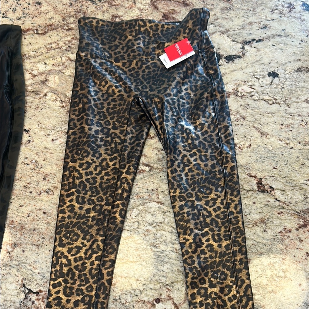 SPANX Brown and Black Leopard Print Leggings